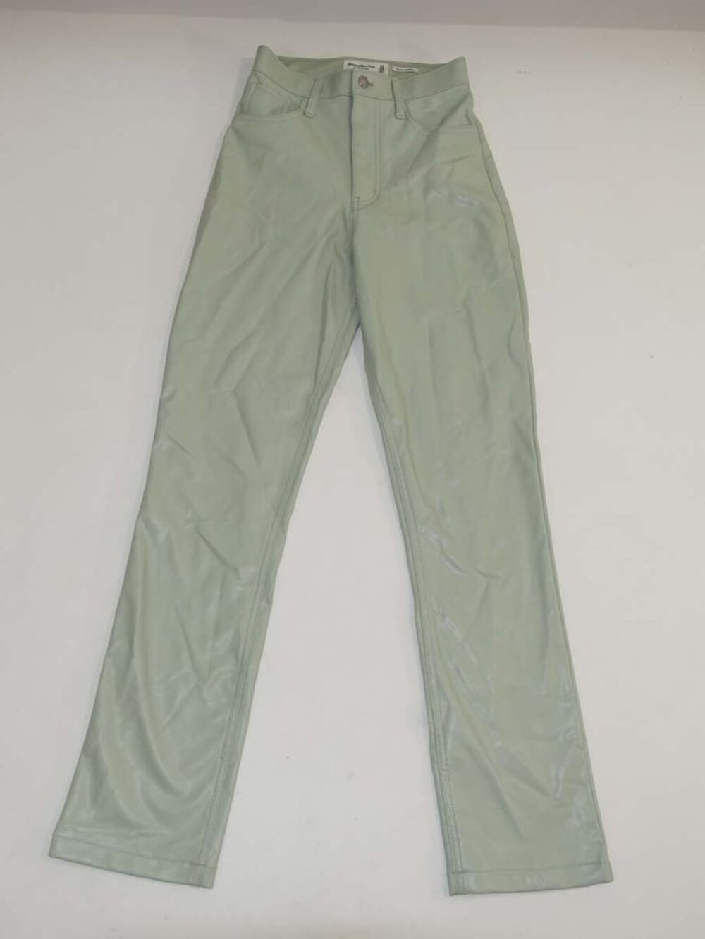 Abercrombie & Fitch Women's Vegan Leather 90s Straight Jeans Size 00 / 24 Long